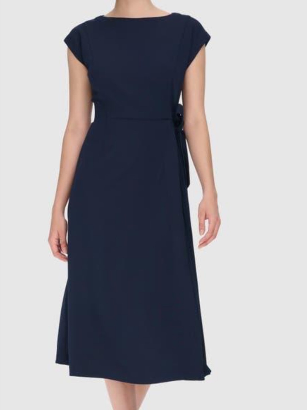 Calvin Klein Dark Navy Cap-Sleeve Sheath Dress with Side Tie size 4